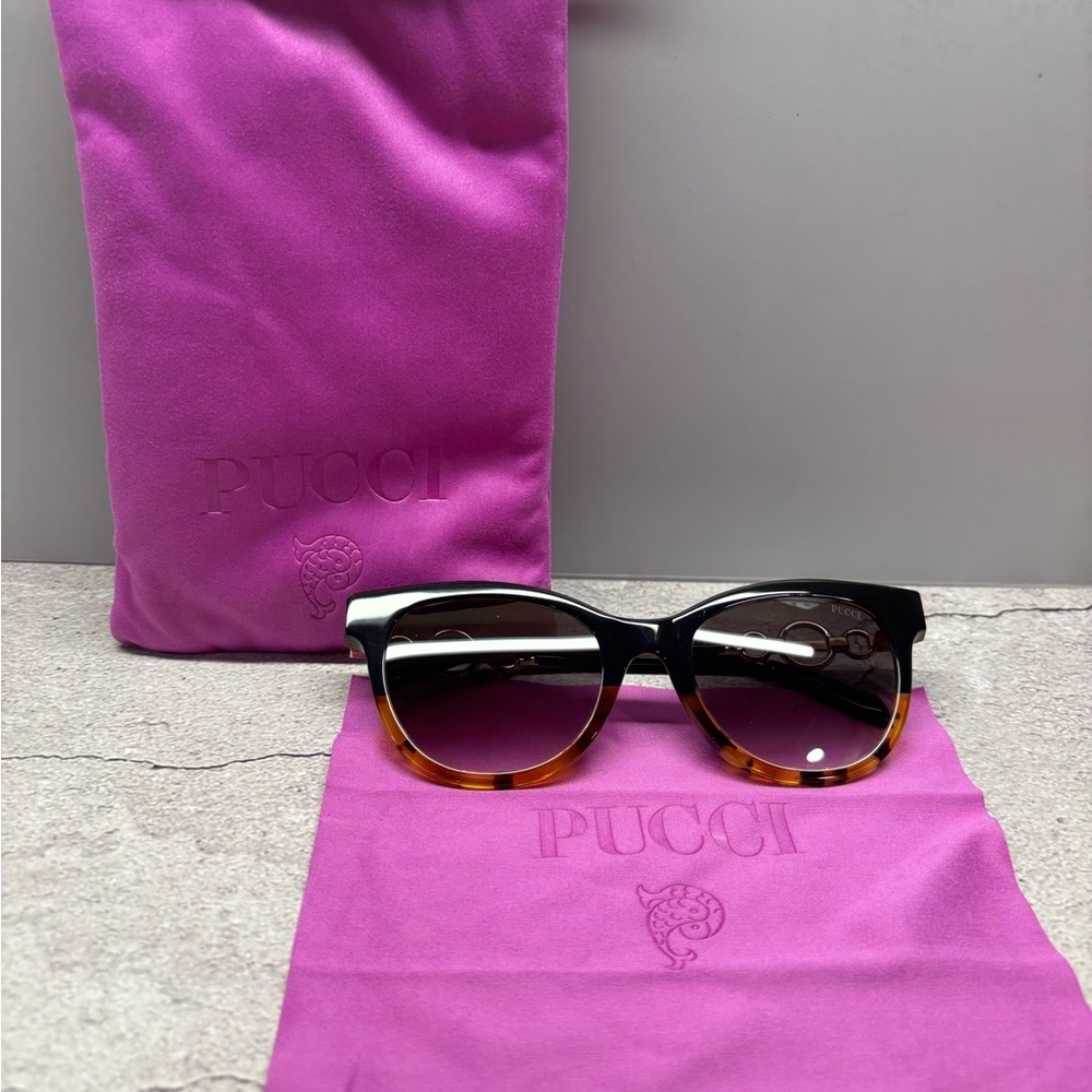 Emilio Pucci Black and Brown Sunglasses